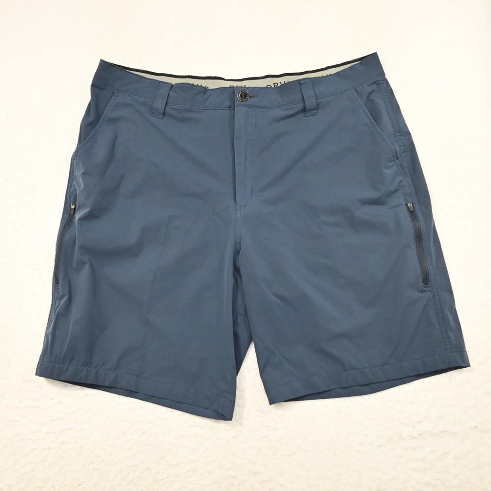 Orvis Tech Cargo Shorts Blue Performance‎ Wicking Flat Front Mens Size 38 x 9"
